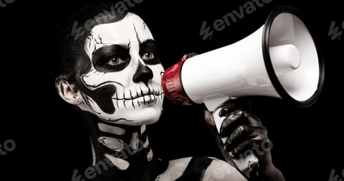 Preview: Attractive girl with skeleton makeup