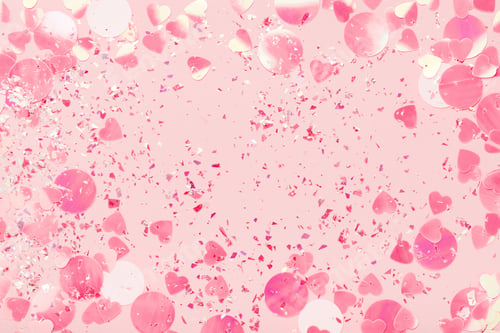 Preview: Confetti and Sparkles on Pastel Pink Background.