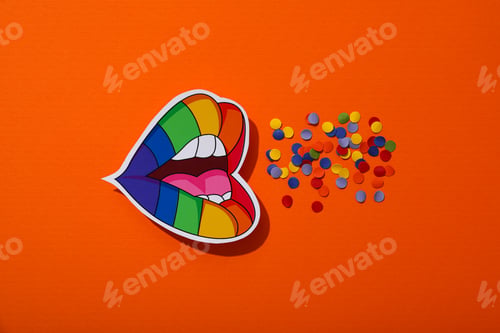 Preview: LGBT parade concept, symbols on orange background.