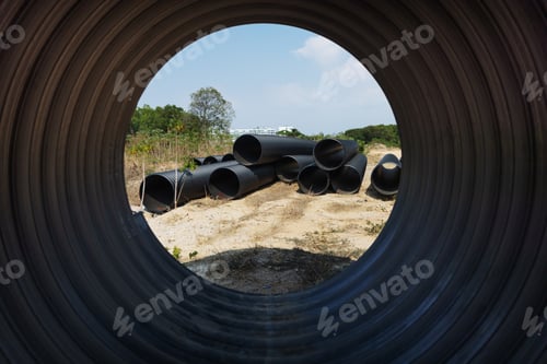 Preview: View of the sewerage pile from a large pipe