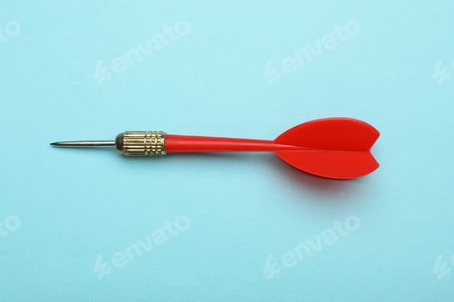 Preview: Red dart arrow on blue background, top view