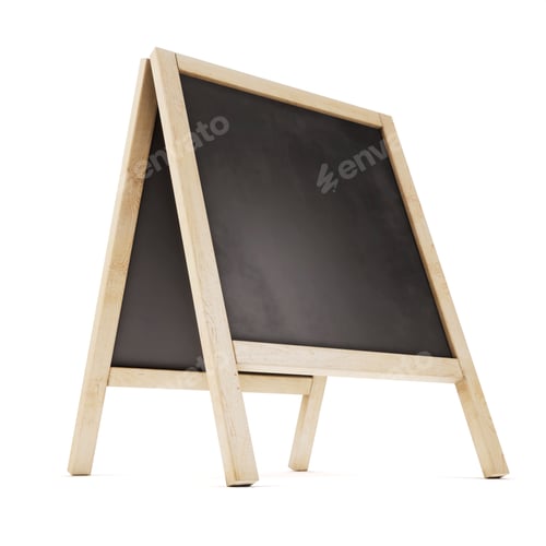 Preview: Blank chalk board on stand. 3d illustration