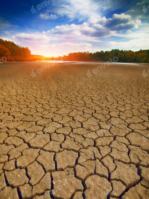 Preview: Dry Cracked Earth During Sunset, Environmental Disaster
