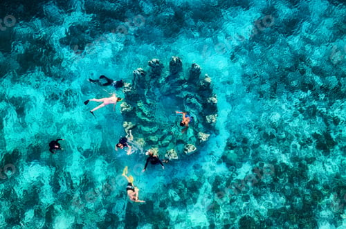 Preview: Famous place for a daving, Gili Meno island, Indonesia. Aerial seascape