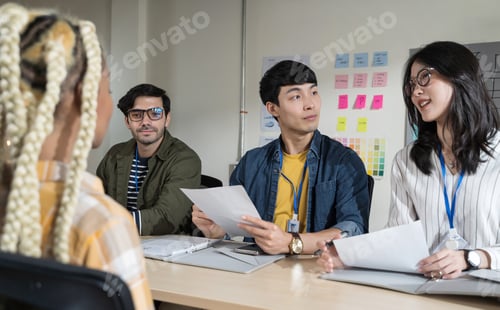 Preview: Asian startup business people team do job interview candidate for the job position