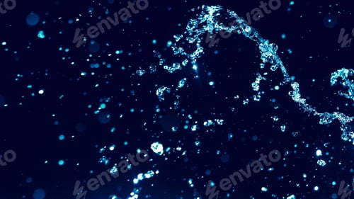 Preview: Blue Water Splash On Dark Background For Abstract Water Freshness Concept