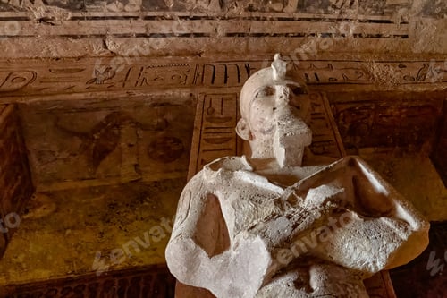 Preview: Interior of the Abu Simbel temple with the detail of pharaonic statues.
