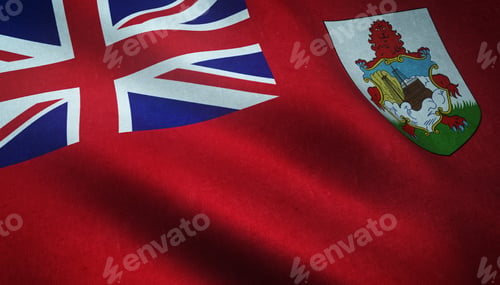 Preview: Closeup shot of the flag of Bermuda with interesting textures