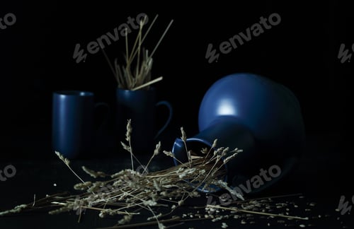 Preview: Blue Dishes Stand On The Table