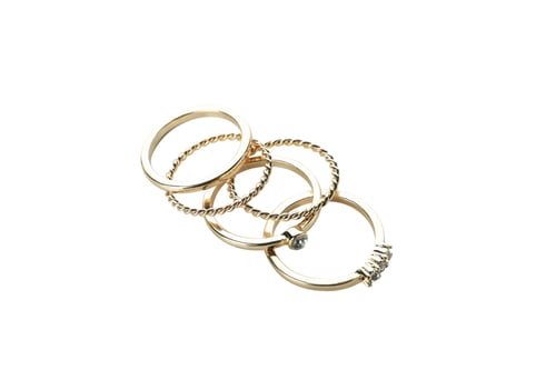 Preview: Different golden rings isolated on white background