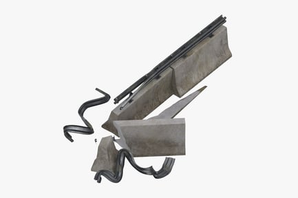 Preview: Damaged Concrete Barrier with Steel Guardrail