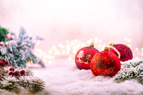 Preview: Christmas decorations on snow