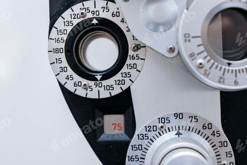Preview: Phoropter, ophthalmic instrument used by ophthalmologist and optometrist for prescribing glasses