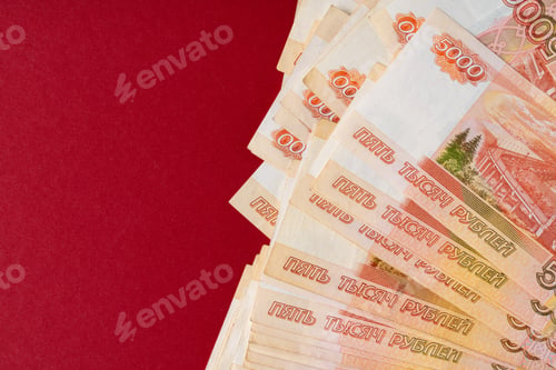 Preview: Close-up photo of Russian rubles. Finance and business concept