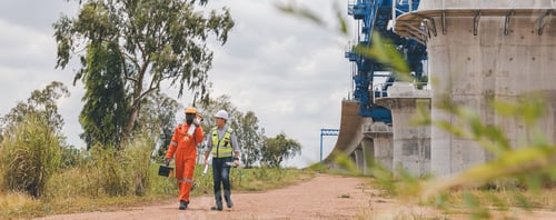 Preview: Surveyor engineer worker making measuring with theodolite tool equipment at construction site.