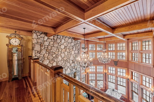 Preview: Beautiful contemporary rustic home interior design with wooden walls and windows