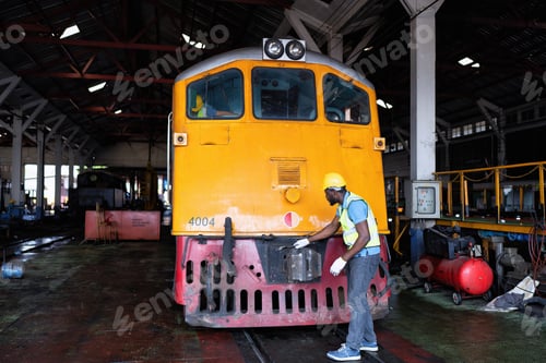 Preview: Train maintenance engineer check front of train below one engineering check in operation room