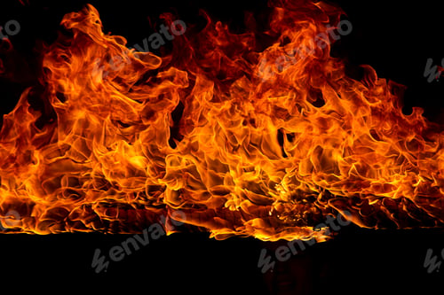 Preview: Blazing flames on black background