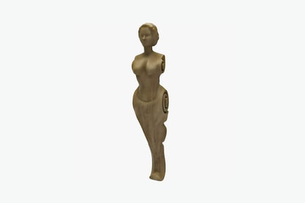 Preview: Wooden figure with elongated form and bent leg