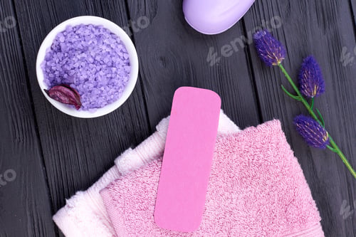 Preview: Concept of spa treatment top view flat lay.