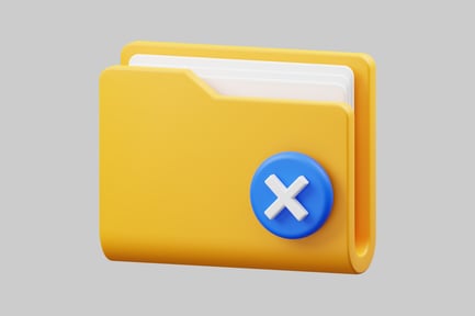 Preview: Empty yellow document folder with x