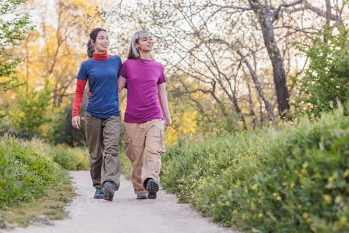 Preview: Lesbian couple walking in countryside, enjoying nature and fresh air