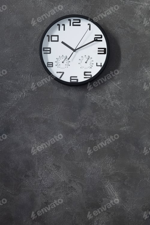 Preview: wall clock at concrete or painted background