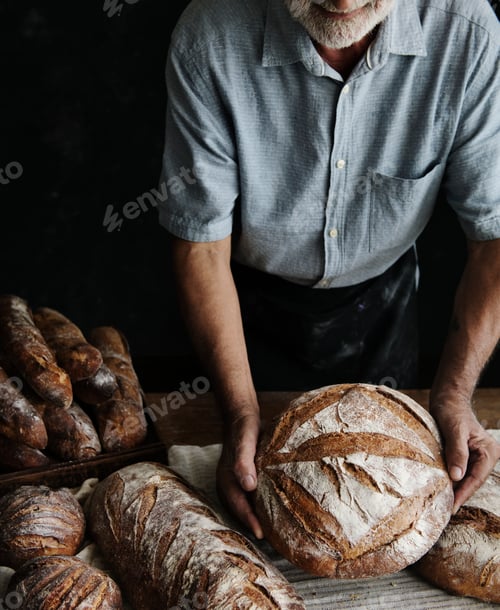 Preview: Homemade sourdough bread food photography recipe idea