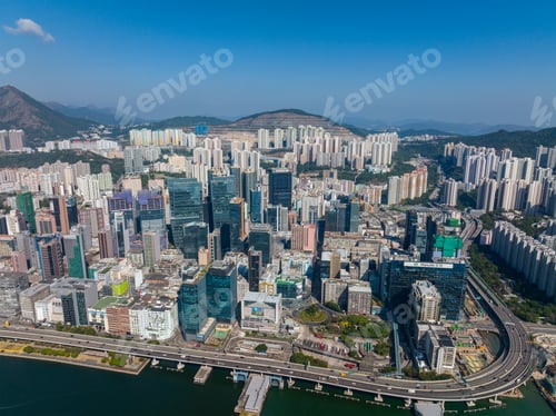 Preview: Kwun Tong, Hong Kong 12 December 2021: Top view of Hong Kong city