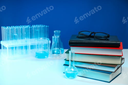 Preview: Concept of medical education and books, space for text