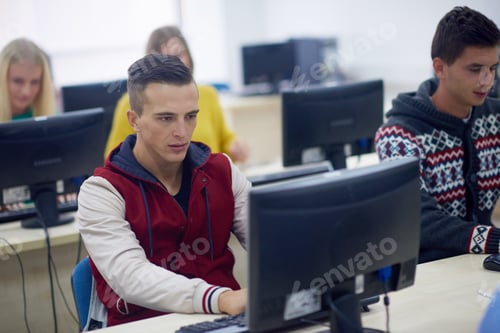 Preview: Technology Students Group In Computer Lab Classroom