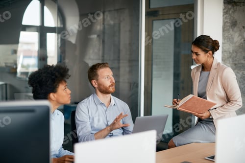 Preview: Group of entrepreneurs talking during business meeting in the office.