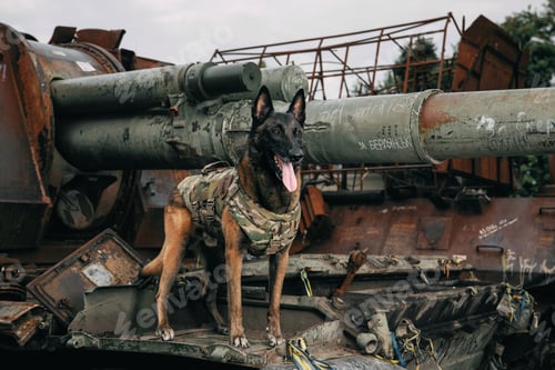 Preview: Malinois Dog in Bulletproof Vests. Working dog. Dog guard. Police and army dog.