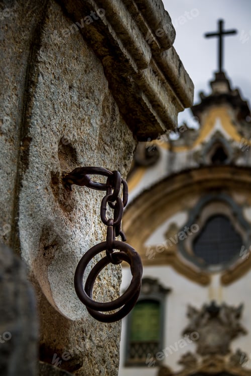 Preview: Iron handcuffs used to torture slaves in front of a church