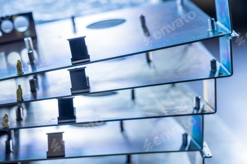 Preview: Metal boards and accessories lie on the surface