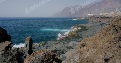 Preview: Los Gigantes Tenerife from coastline, Atlantic Ocean. Puerto de Santiago. Canary Islands.