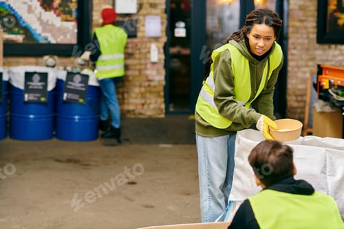 Preview: The eco warrior: woman in yellow jacket holding bowl