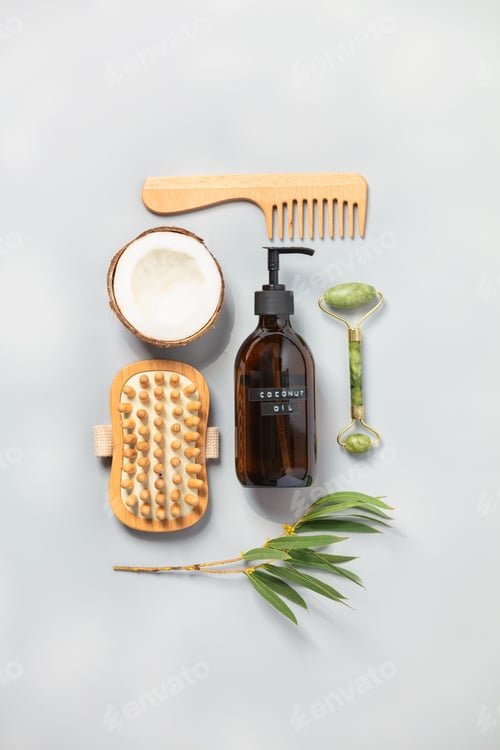 Preview: Natural organic SPA cosmetic products set - massage, hair and body care concept