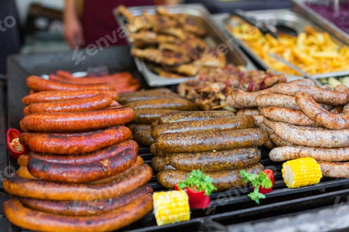 Preview: Traditional Hungarian food festival on street market. Fair in Budapest. Street food.