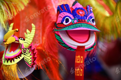 Preview: Dragon and Lion puppet paper toys