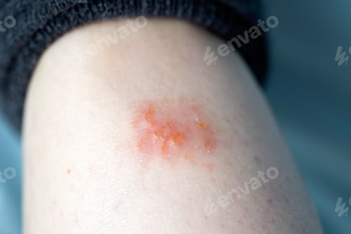 Preview: Close up on atopic dermatitis, eczema on leg.