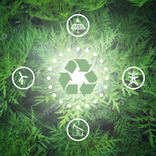 Preview: Sustainable source and renewable energy concept with abstract green nature background.