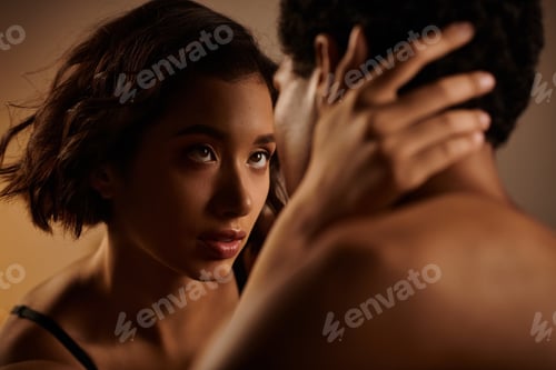 Preview: A moment of passion: interracial couples intimate embrace