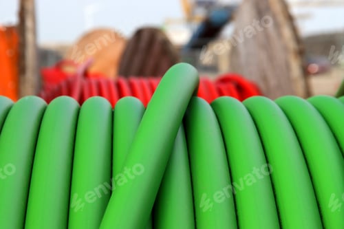 Preview: Selective closeup of flexible plastic tubes coil