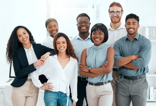 Preview: Have you met a better team. Shot of a group of businesspeople standing in an office at work.