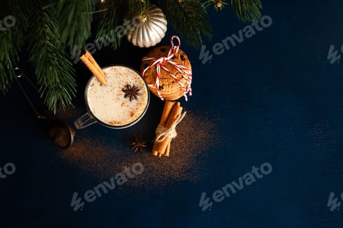 Preview: Festive Treats and Drink on Dark Background