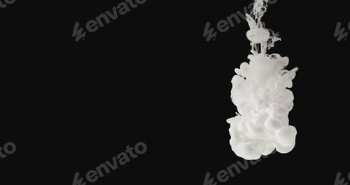 Preview: White paint flowing in water isolated on black