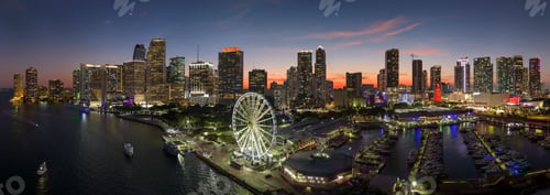 Preview: Miami marina harbor and skyscrapers of Brickell, city financial center.