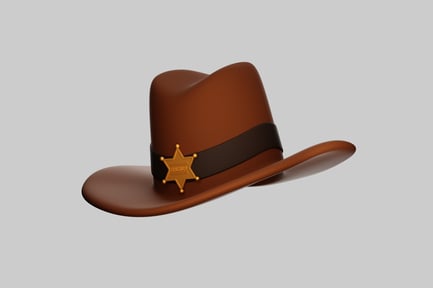 Preview: Cowboy hat with black band and gold star badge