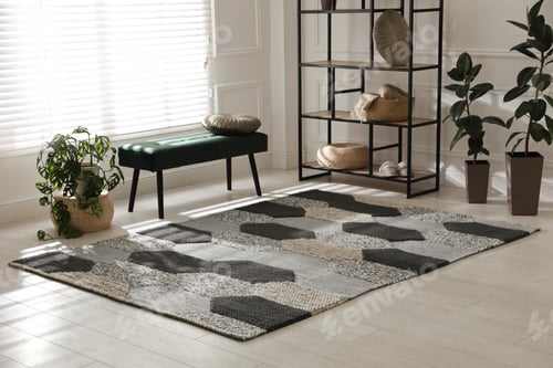 Preview: Stylish carpet with pattern on floor in room